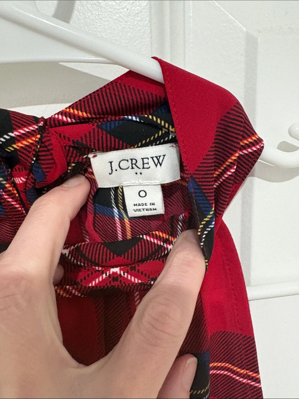 J. Crew Red Plaid Sleeveless Top with Navy & Yellow Accents